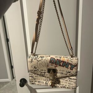 DKNY White and Tan Women's Bag